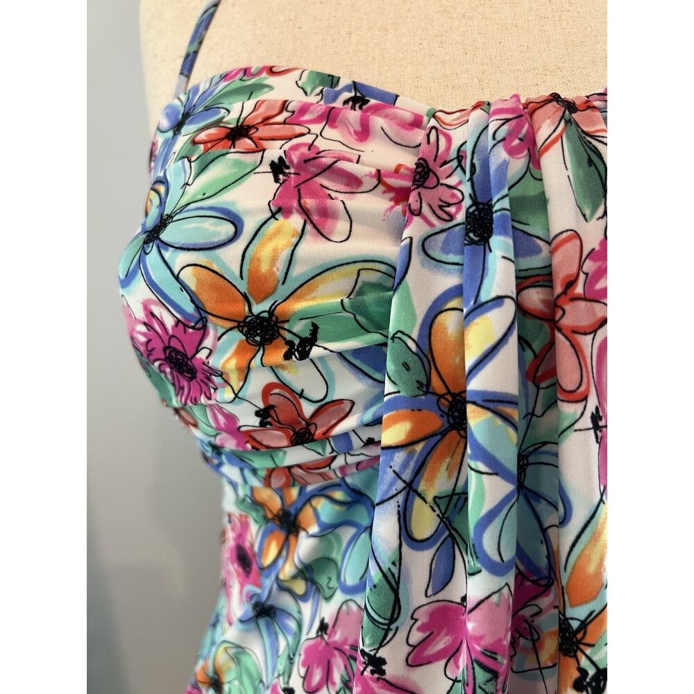 FIT 4 UR Tummy TOPAZ Waterfall Bathing Suit TOP Size 14 Flowers Pool Beach NWT - Picture 2 of 12